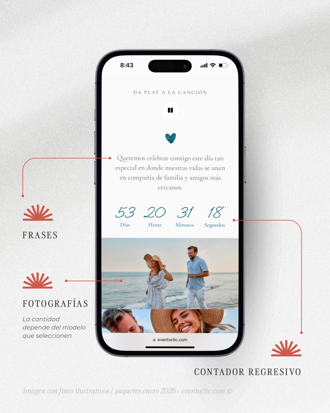 CLASICO ENERO 2026 - 3 Paquete Clásico Boda - Invitación Web