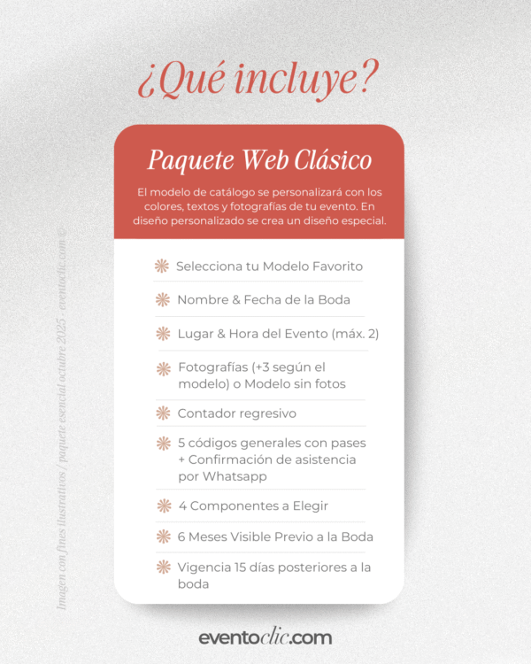 Paquete Clásico Boda - Invitación Web