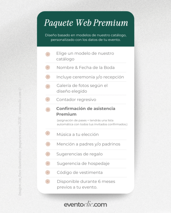 PREMIUM ENERO 2026 - 10 Paquete Premium Boda - Invitación Web