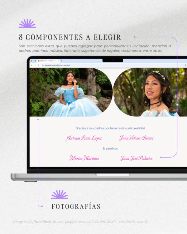Paquete Premium XV años - Invitaciones Web
