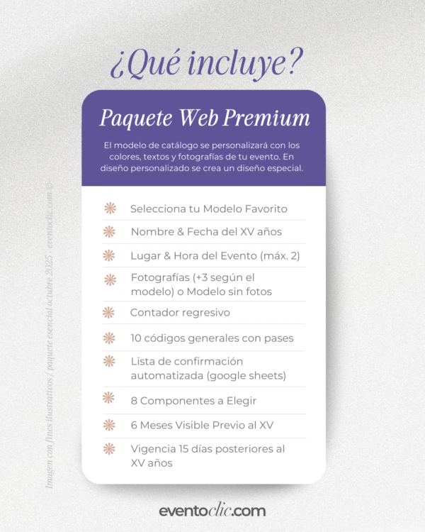 Paquete Premium XV años - Invitaciones Web