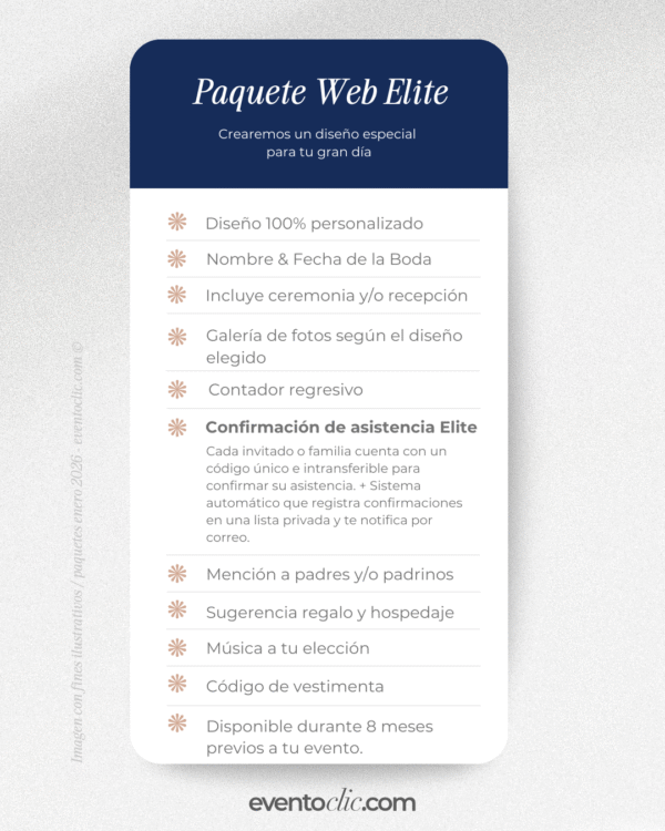 ELITE ENERO 2026 - 10 Paquete Elite Boda - Invitación web