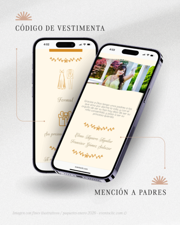 Paquete Esencial XV - Invitación Web