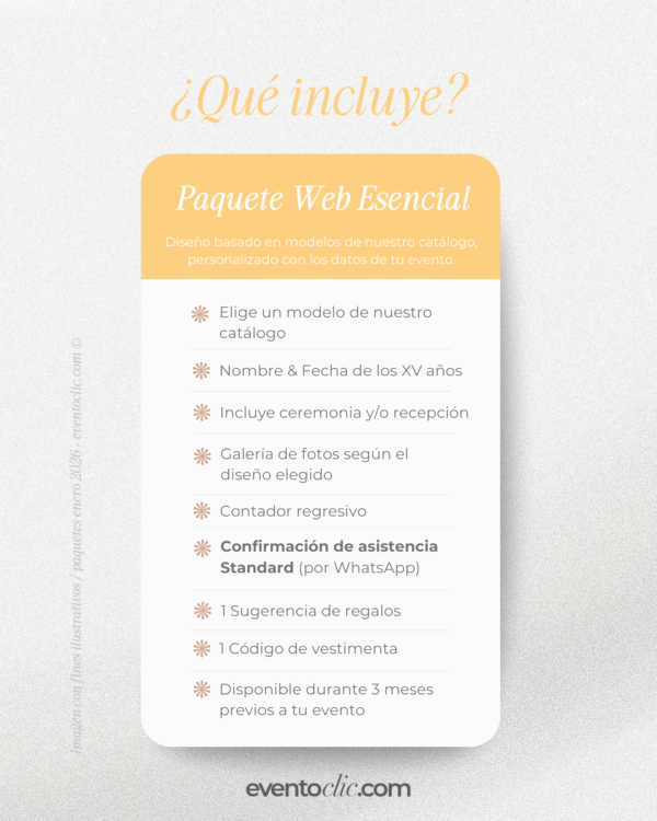 Paquete Esencial XV - Invitación Web