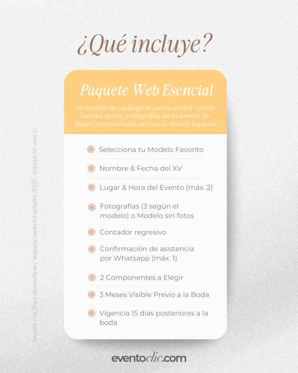 Paquete Esencial XV - Invitación Web