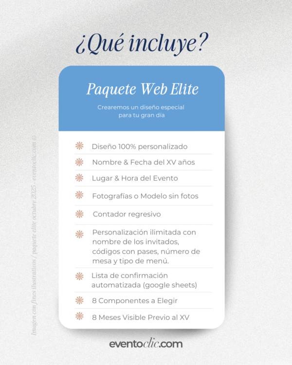 Paquete Elite XV años - Invitación web