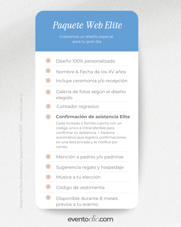 Paquete Elite XV años - Invitación Web